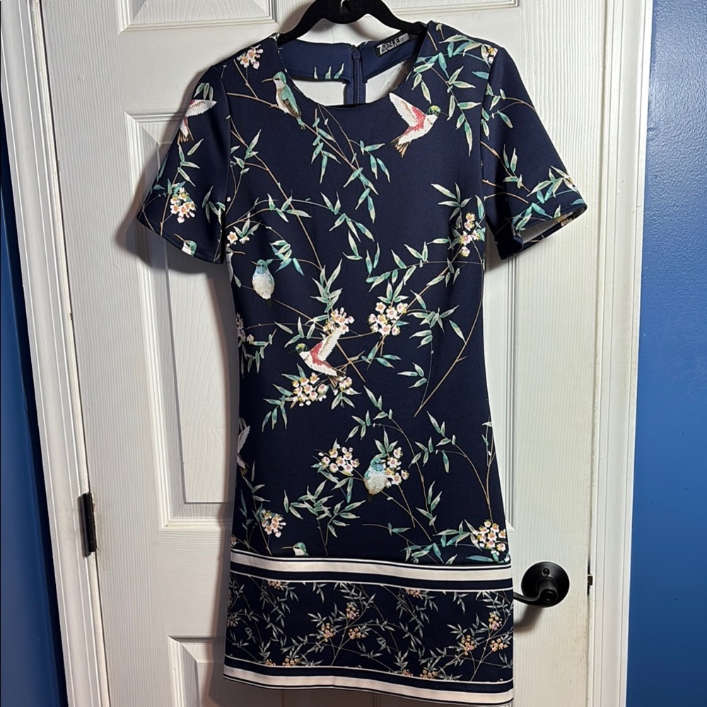 7th Avenue Design Studio New York & Company Blue floral & bird print Dress XS